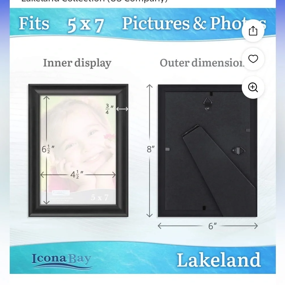 Icona Bay Black 5x7 Picture Frames Set 015